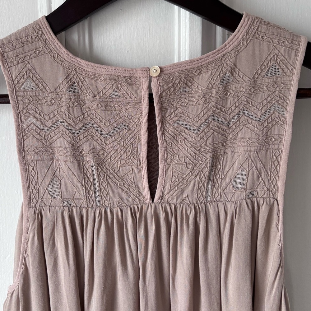 Aritzia Wilfred Allier Embroidered Swing Dress Blush Beige Modal&Silk XXS - Picture 8 of 15